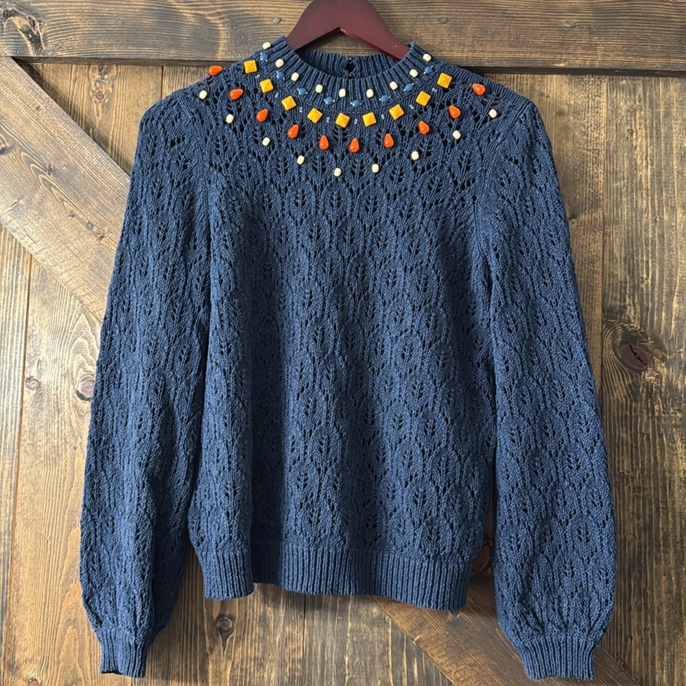 SÉZANE Marine Taille Pullover Sweater - Picture 4 of 13